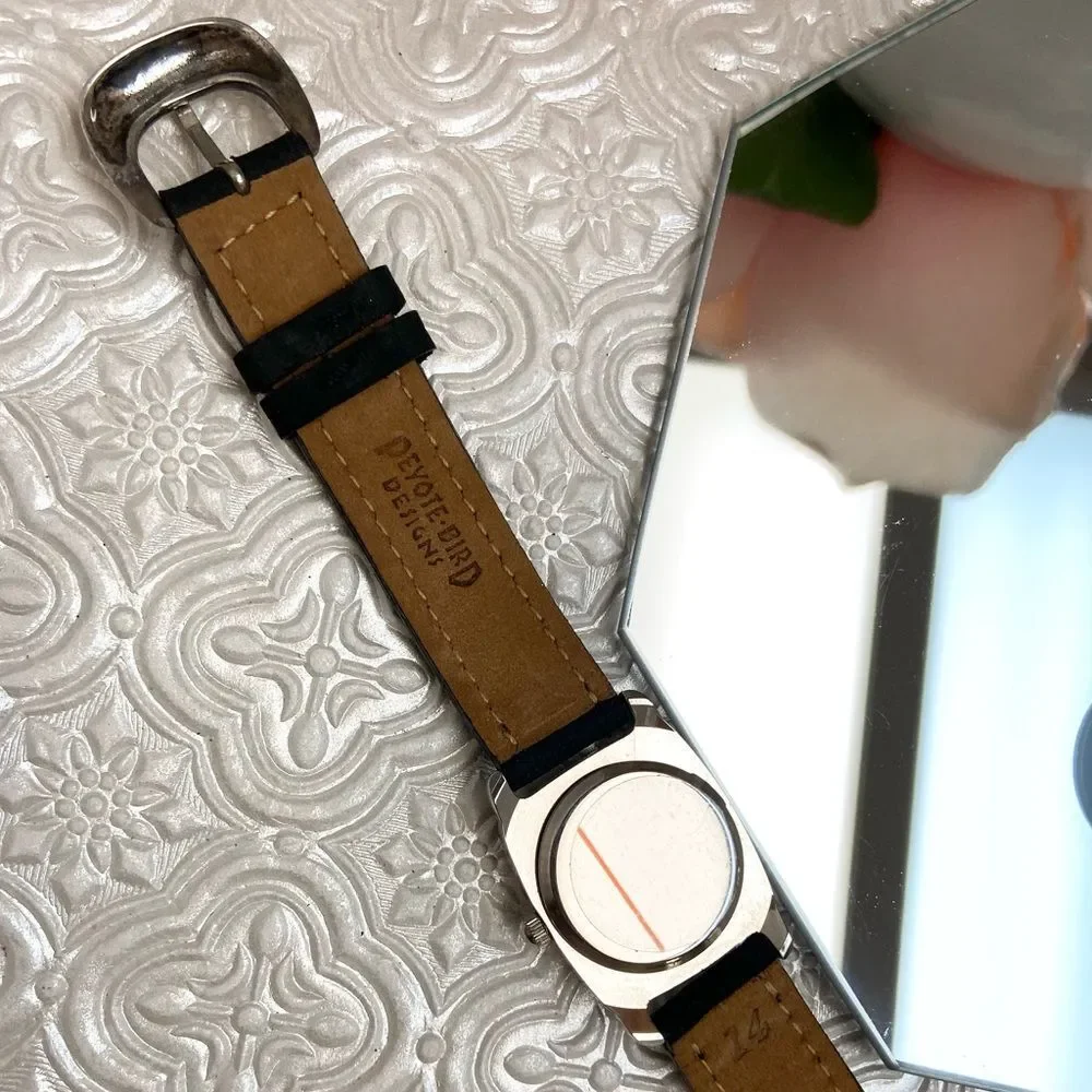 Peyote Bird Santa Fe White Dial Silver-tone Southwest Style Watch Leather Strap